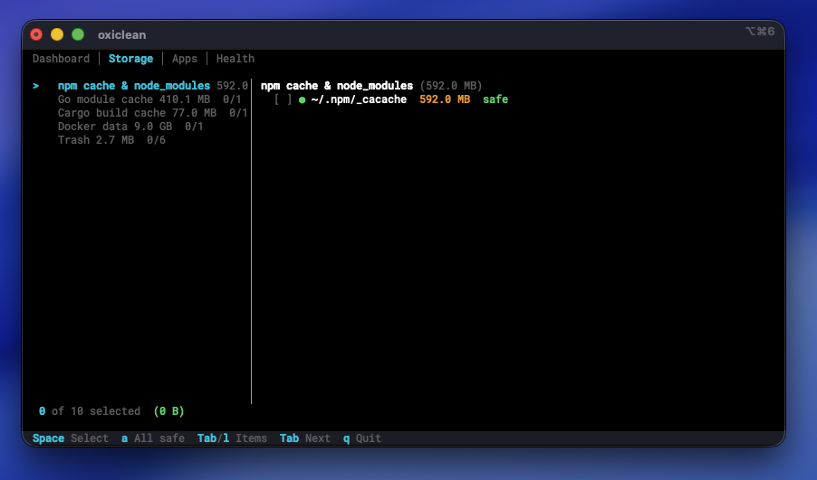 TUI Storage screenshot